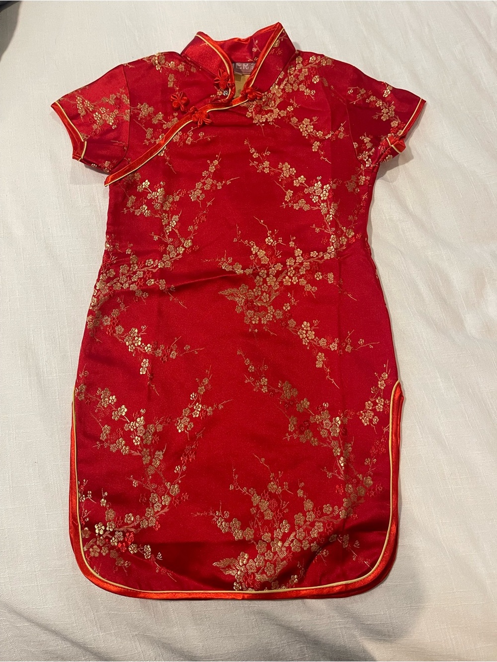 Traditional Red Satin Floral Jacket for Women